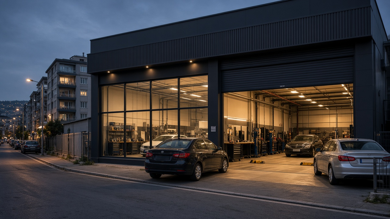 Guse Garage Ayazağa dükkan dış cephe akşam